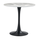 Étkezőasztal, szürke márvány/fekete, átmérő 90 cm, LORIAN TYP 1