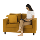 Teljesen kárpitozott heverő, mustár színű szövet, LUANA