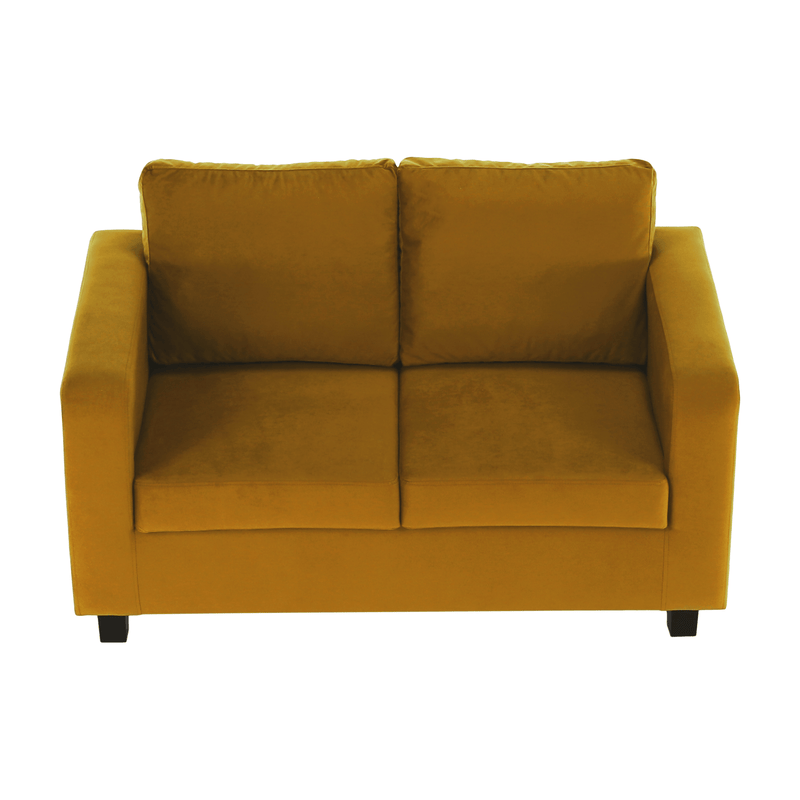 Teljesen kárpitozott heverő, mustár színű szövet, LUANA