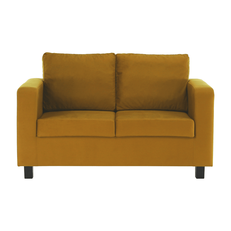 Teljesen kárpitozott heverő, mustár színű szövet, LUANA