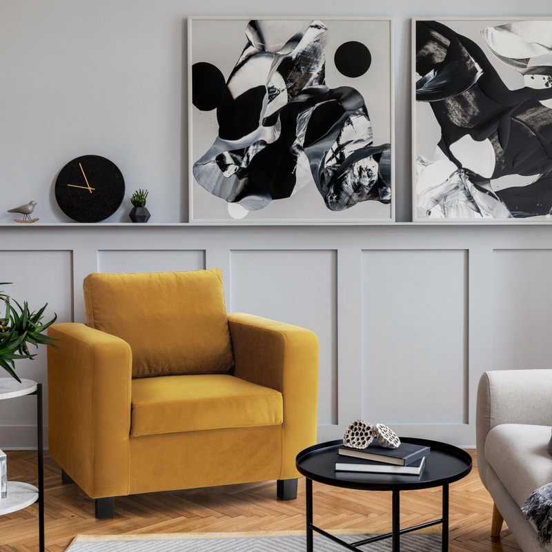 Fotel mustár színű szövet, LUANA