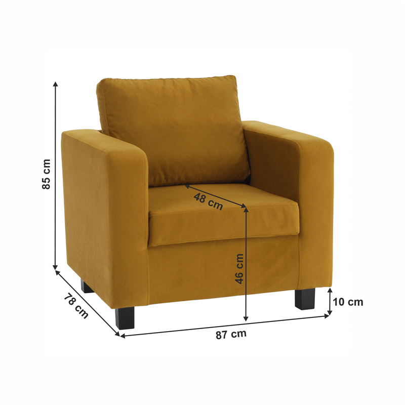 Fotel mustár színű szövet, LUANA