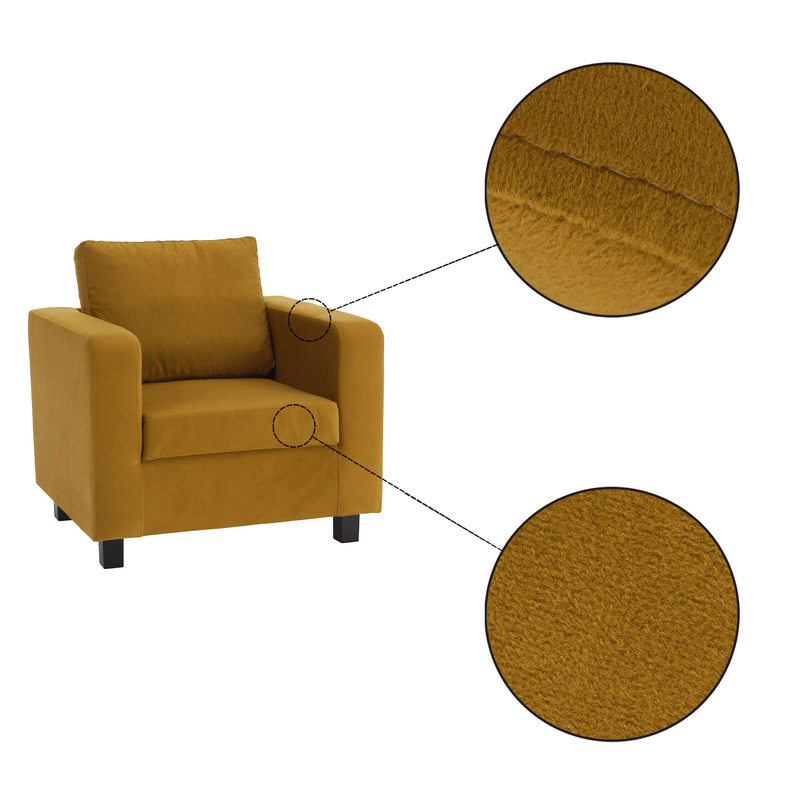 Fotel mustár színű szövet, LUANA