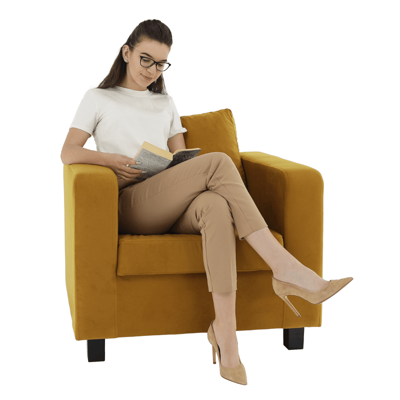 Fotel mustár színű szövet, LUANA