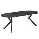 Kihúzható étkezőasztal, sötét beton/fekete, 100-250x75,5 cm, LUKOS