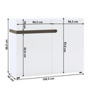 Komód, fehér extra magas fényű HG/trufla sonoma tölgy, LYNATET  35