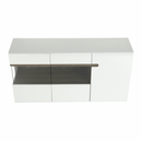 Komód, fehér - extra magas fényű HG/trufla sonoma tölgy, LYNATET 42