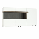 Komód, fehér - extra magas fényű HG/trufla sonoma tölgy, LYNATET 42