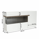 Komód, fehér - extra magas fényű HG/trufla sonoma tölgy, LYNATET 42