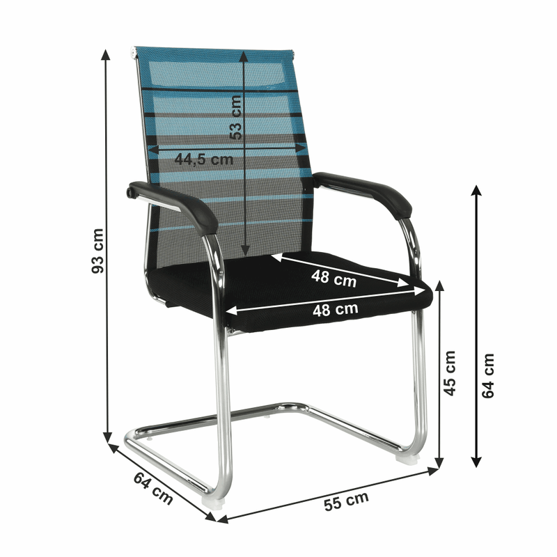 Tárgyalószék, kék/fekete, szövet, ESIN
