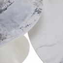 Dohányzóasztalok, 2 db-os szett, fehér márvány/fehér/arany, acél, MABUZ