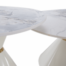 Dohányzóasztalok, 2 db-os szett, fehér márvány/fehér/arany, acél, MABUZ