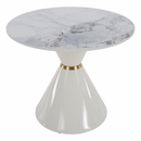 Dohányzóasztalok, 2 db-os szett, fehér márvány/fehér/arany, acél, MABUZ