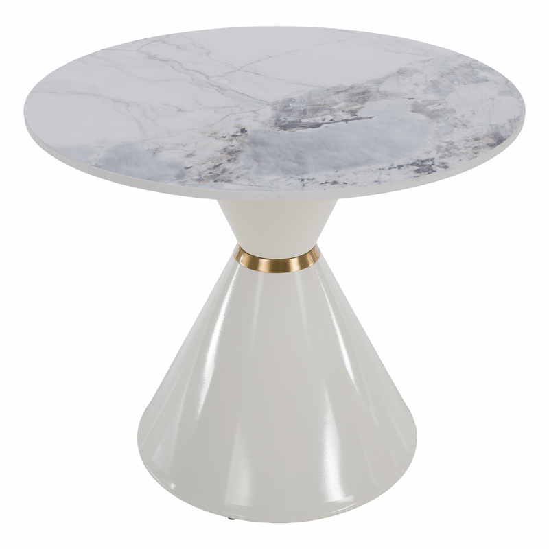 Dohányzóasztalok, 2 db-os szett, fehér márvány/fehér/arany, acél, MABUZ