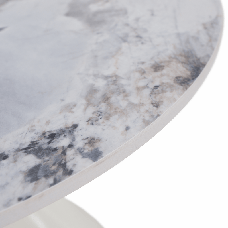 Dohányzóasztalok, 2 db-os szett, fehér márvány/fehér/arany, acél, MABUZ