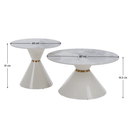 Dohányzóasztalok, 2 db-os szett, fehér márvány/fehér/arany, acél, MABUZ