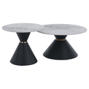 Dohányzóasztalok, 2 db-os szett, fehér márvány/fekete/arany, acél, MABUZ