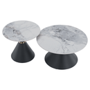 Dohányzóasztalok, 2 db-os szett, fehér márvány/fekete/arany, acél, MABUZ