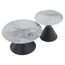 Dohányzóasztalok, 2 db-os szett, fehér márvány/fekete/arany, acél, MABUZ