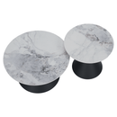 Dohányzóasztalok, 2 db-os szett, fehér márvány/fekete/arany, acél, MABUZ