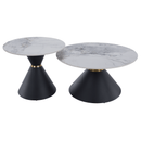 Dohányzóasztalok, 2 db-os szett, fehér márvány/fekete/arany, acél, MABUZ