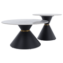 Dohányzóasztalok, 2 db-os szett, fehér márvány/fekete/arany, acél, MABUZ