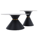 Dohányzóasztalok, 2 db-os szett, fehér márvány/fekete/arany, acél, MABUZ