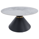 Dohányzóasztalok, 2 db-os szett, fehér márvány/fekete/arany, acél, MABUZ