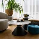 Dohányzóasztalok, 2 db-os szett, fehér márvány/fekete/arany, acél, MABUZ