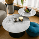 Dohányzóasztalok, 2 db-os szett, fehér márvány/fekete/arany, acél, MABUZ