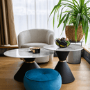 Dohányzóasztalok, 2 db-os szett, fehér márvány/fekete/arany, acél, MABUZ