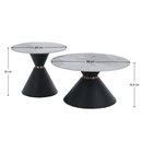 Dohányzóasztalok, 2 db-os szett, fehér márvány/fekete/arany, acél, MABUZ