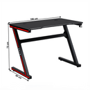 Gamer asztal/számítógépasztal, fekete/piros, MACKENZIE 100cm