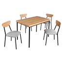 Étkezőgarnitúra 1+4, világos tölgy/szürke/fekete, MADIO