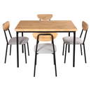 Étkezőgarnitúra 1+4, világos tölgy/szürke/fekete, MADIO