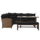 Kerti rattan szett, világosbarna/fekete, MADUL