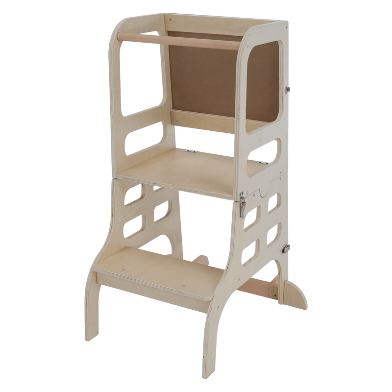 Montessori tanulótorony 3 az 1-ben táblával, természetes, MAGAN