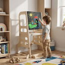 Montessori tanulótorony 3 az 1-ben táblával, természetes, MAGAN