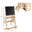 Montessori tanulótorony 3 az 1-ben táblával, természetes, MAGAN