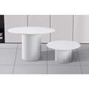 Dohányzóasztal, fehér márvány/MDF, átmérő 80 cm, MAHIR TYP 1