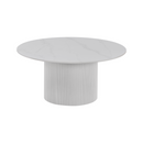 Dohányzóasztal, fehér márvány/MDF, átmérő 80 cm, MAHIR TYP 1