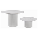 Dohányzóasztal, fehér márvány/MDF, átmérő 80 cm, MAHIR TYP 1