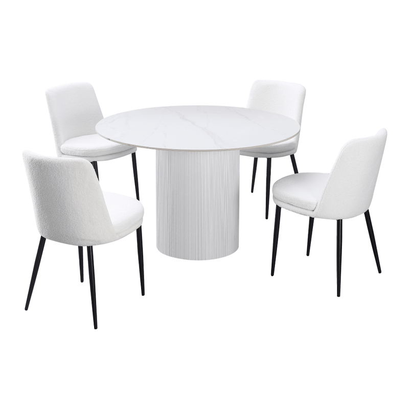 Étkezőasztal, fehér márvány/MDF, átmérő 120 cm, MAHIR TYP 1