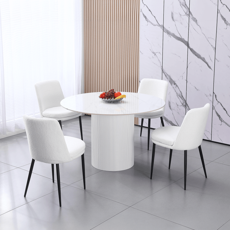 Étkezőasztal, fehér márvány/MDF, átmérő 120 cm, MAHIR TYP 1