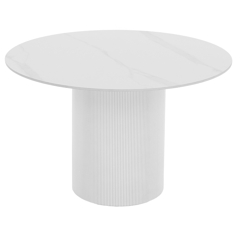 Étkezőasztal, fehér márvány/MDF, átmérő 120 cm, MAHIR TYP 1