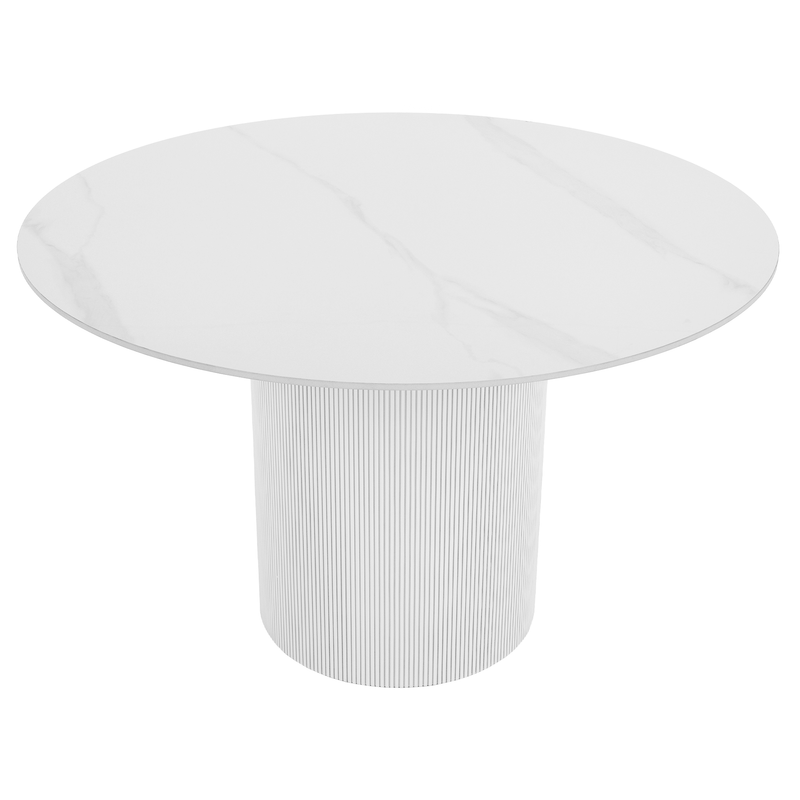 Étkezőasztal, fehér márvány/MDF, átmérő 120 cm, MAHIR TYP 1