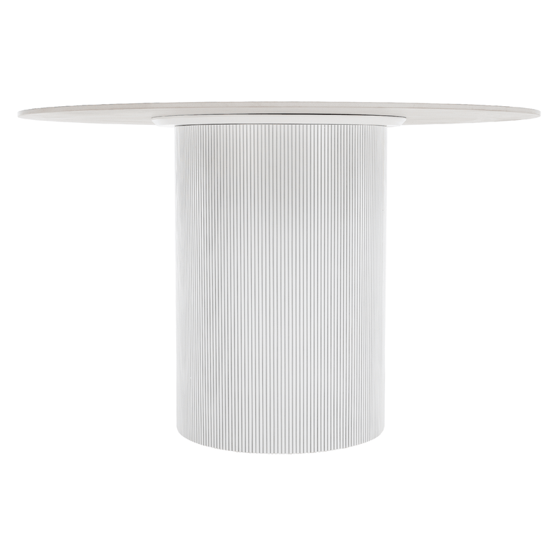 Étkezőasztal, fehér márvány/MDF, átmérő 120 cm, MAHIR TYP 1