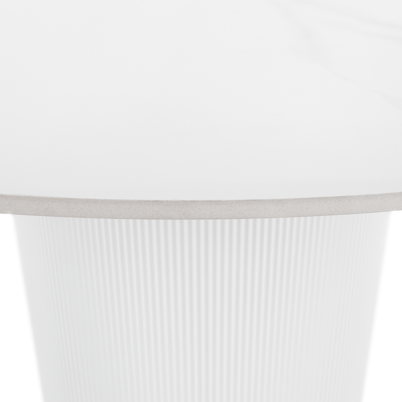 Étkezőasztal, fehér márvány/MDF, átmérő 120 cm, MAHIR TYP 1