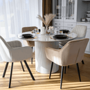 Étkezőasztal, fehér márvány/MDF, átmérő 120 cm, MAHIR TYP 1