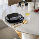 Étkezőasztal, fehér márvány/MDF, átmérő 120 cm, MAHIR TYP 1